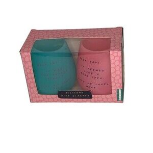 Silicone Wine Glasses Pink and Blue Fun Sayings MR43-SWG NEW